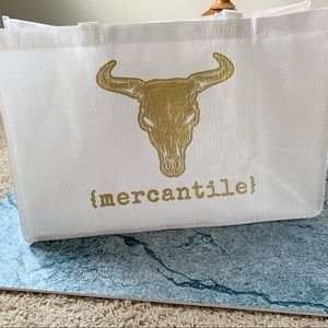 Mercantile White Gold Angel Wings Tote Plastic Bag